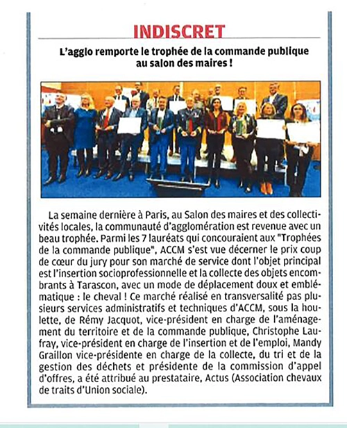 Prix coup de cœur au salon des maires 2021 pour l'association Actus